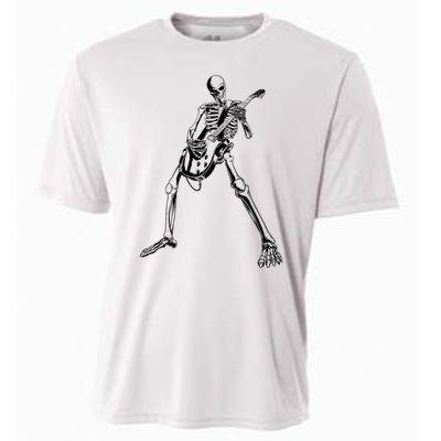 Skeleton Playing Guitar Cooling Performance Crew T-Shirt