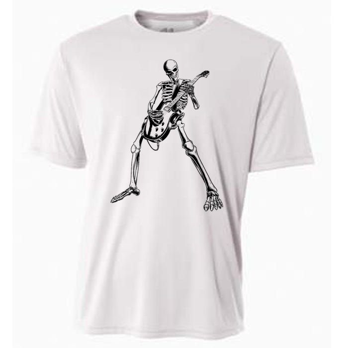 Skeleton Playing Guitar Cooling Performance Crew T-Shirt