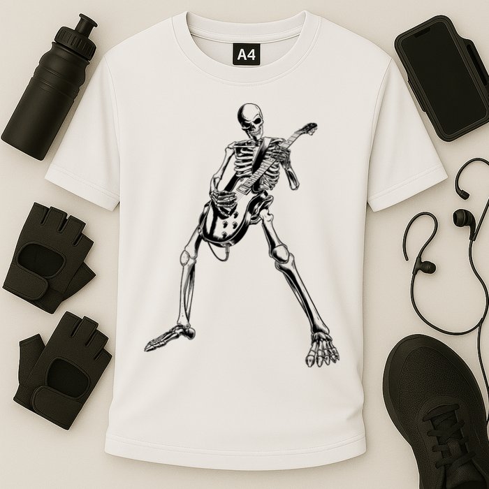 Skeleton Playing Guitar Performance Shirt