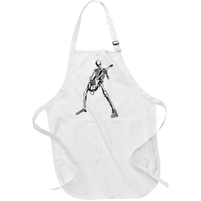 Skeleton Playing Guitar Full-Length Apron With Pockets