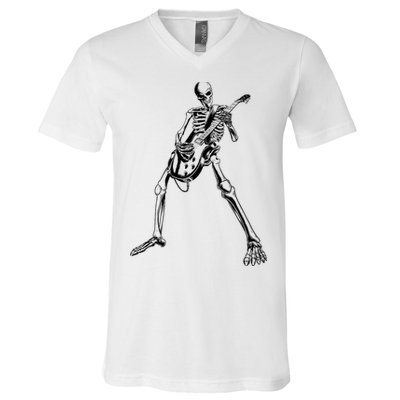 Skeleton Playing Guitar V-Neck T-Shirt