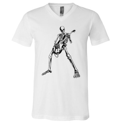 Skeleton Playing Guitar V-Neck T-Shirt