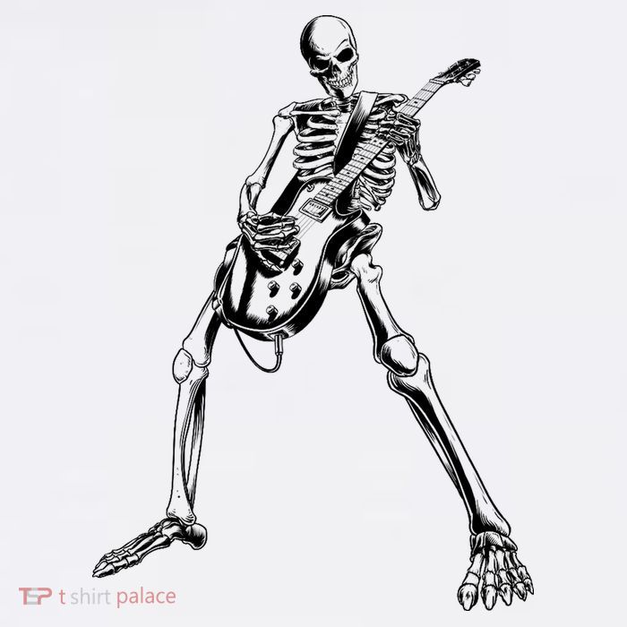 Skeleton Playing Guitar Button
