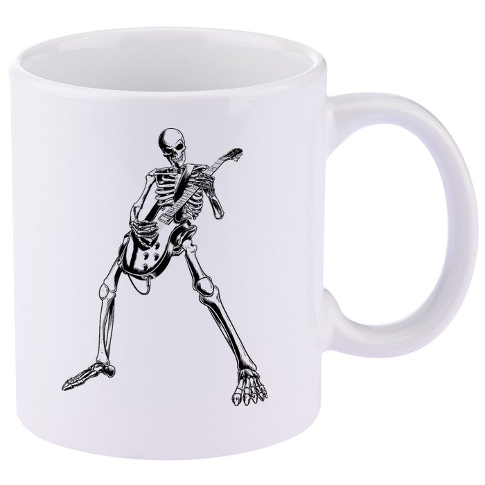 Skeleton Playing Guitar 11oz C Handle Ceramic Mug