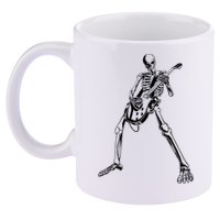 Skeleton Playing Guitar 11oz C Handle Ceramic Mug