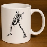 Skeleton Playing Guitar 11oz C Handle Ceramic Mug