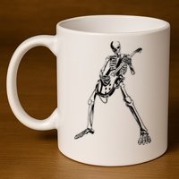 Skeleton Playing Guitar 11oz C Handle Ceramic Mug