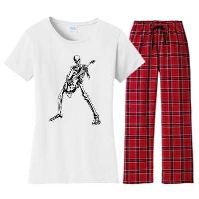 Skeleton Playing Guitar Women's Flannel Pajama Set