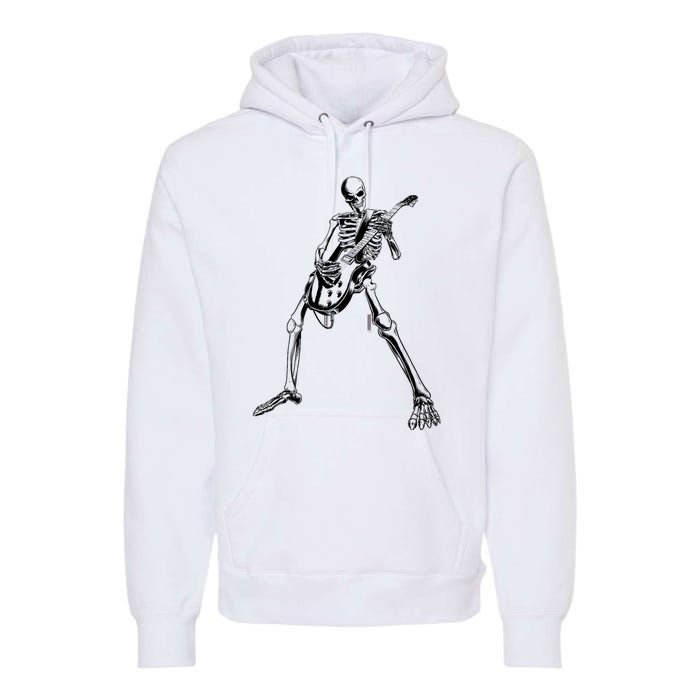 Skeleton Playing Guitar Premium Hoodie