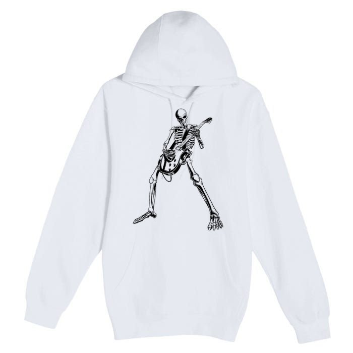 Skeleton Playing Guitar Premium Pullover Hoodie