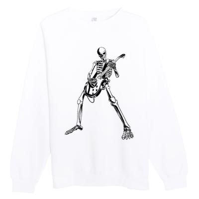 Skeleton Playing Guitar Premium Crewneck Sweatshirt