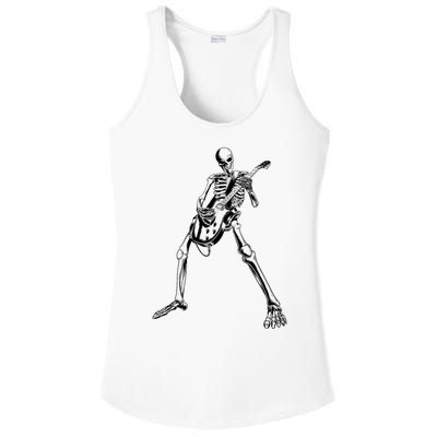 Skeleton Playing Guitar Ladies PosiCharge Competitor Racerback Tank