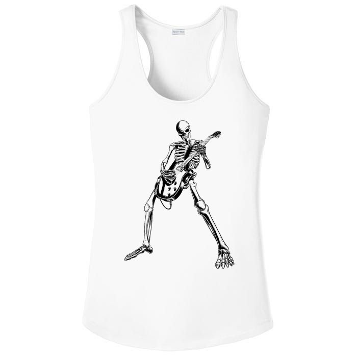 Skeleton Playing Guitar Ladies PosiCharge Competitor Racerback Tank