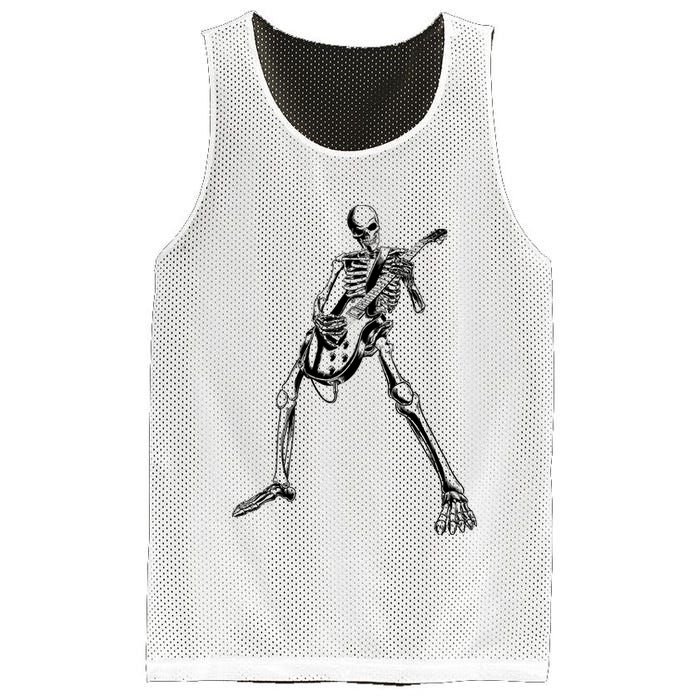 Skeleton Playing Guitar Mesh Reversible Basketball Jersey Tank