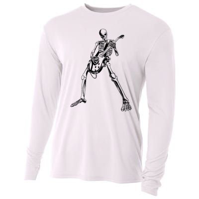 Skeleton Playing Guitar Cooling Performance Long Sleeve Crew