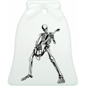 Skeleton Playing Guitar Ceramic Bell Ornament