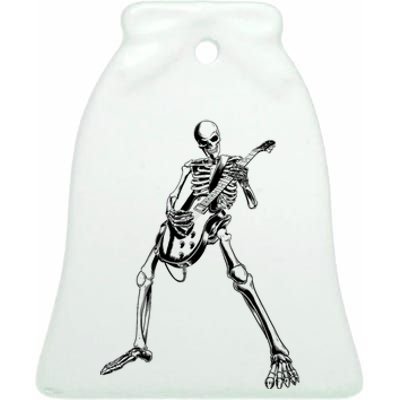 Skeleton Playing Guitar Ceramic Bell Ornament