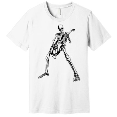 Skeleton Playing Guitar Premium T-Shirt