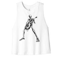 Skeleton Playing Guitar Women's Racerback Cropped Tank