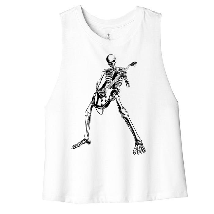 Skeleton Playing Guitar Women's Racerback Cropped Tank