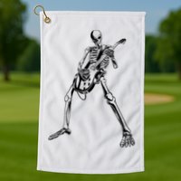 Skeleton Playing Guitar Golf Towel