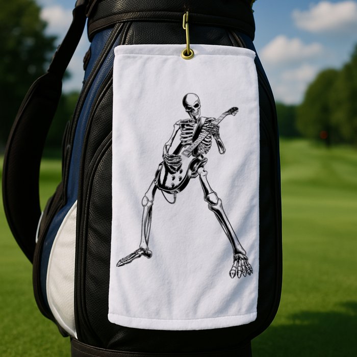 Skeleton Playing Guitar Golf Towel