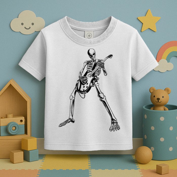 Skeleton Playing Guitar Toddler T-Shirt