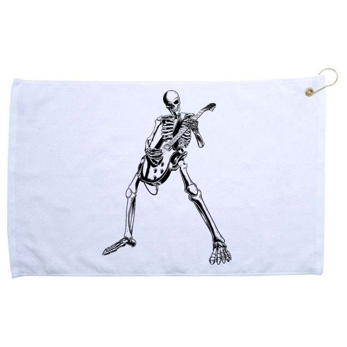 Skeleton Playing Guitar Grommeted Golf Towel