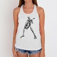 Skeleton Playing Guitar Women's Knotted Racerback Tank