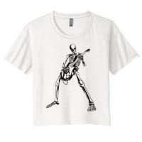 Skeleton Playing Guitar Women's Crop Top Tee