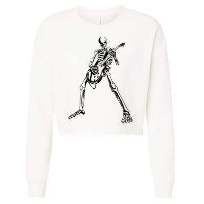 Skeleton Playing Guitar Cropped Pullover Crew