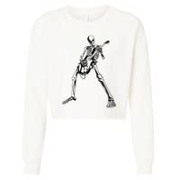 Skeleton Playing Guitar Cropped Pullover Crew