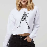 Skeleton Playing Guitar Cropped Pullover Crew