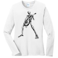 Skeleton Playing Guitar Ladies Long Sleeve Shirt