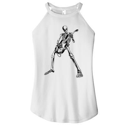 Skeleton Playing Guitar Women's Perfect Tri Rocker Tank