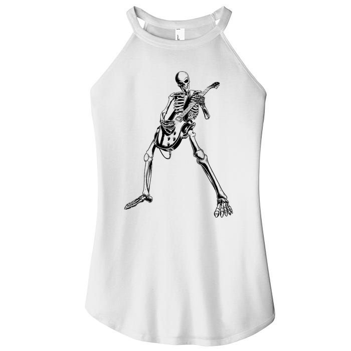 Skeleton Playing Guitar Women's Perfect Tri Rocker Tank