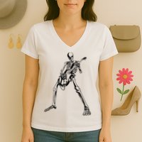 Skeleton Playing Guitar Women's V-Neck T-Shirt