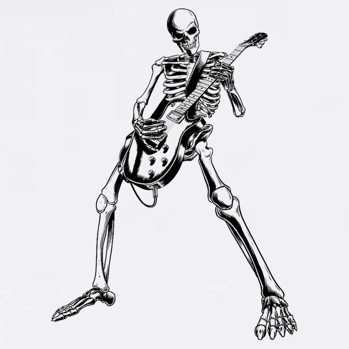 Skeleton Playing Guitar Women's V-Neck T-Shirt