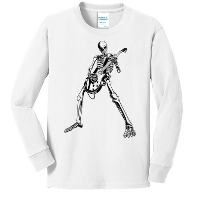 Skeleton Playing Guitar Kids Long Sleeve Shirt