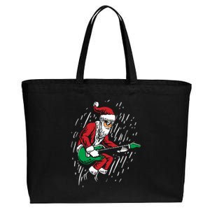 Santa Playing Guitar Christmas Pajama Musician Guitarist Cotton Canvas Jumbo Tote