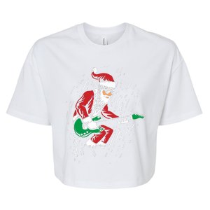 Santa Playing Guitar Christmas Pajama Musician Guitarist Bella+Canvas Jersey Crop Tee