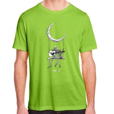 Skeleton Playing Guitar Graphic Band Tees Rock And Roll Moon Adult ChromaSoft Performance T-Shirt