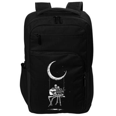 Skeleton Playing Guitar Graphic Band Tees Rock And Roll Moon Impact Tech Backpack