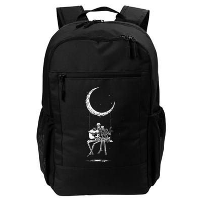 Skeleton Playing Guitar Graphic Band Tees Rock And Roll Moon Backpack
