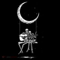 Skeleton Playing Guitar Graphic Band Tees Rock And Roll Moon Flatbill Hat