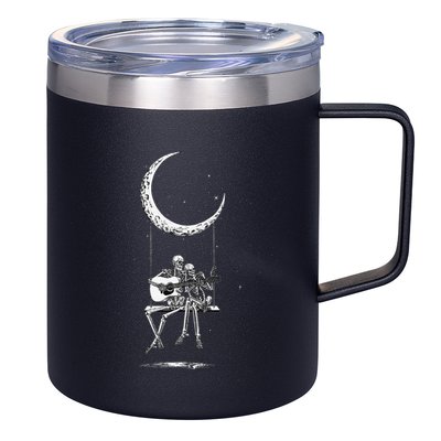 Skeleton Playing Guitar Graphic Band Tees Rock And Roll Moon 12oz Stainless Steel Coffee Mug