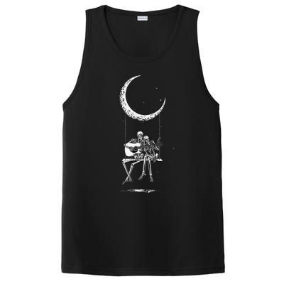 Skeleton Playing Guitar Graphic Band Tees Rock And Roll Moon PosiCharge Competitor Tank