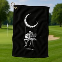 Skeleton Playing Guitar Graphic Band Tees Rock And Roll Moon Golf Towel