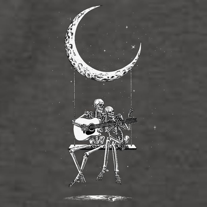Skeleton Playing Guitar Graphic Band Tees Rock And Roll Moon Vector Backpack