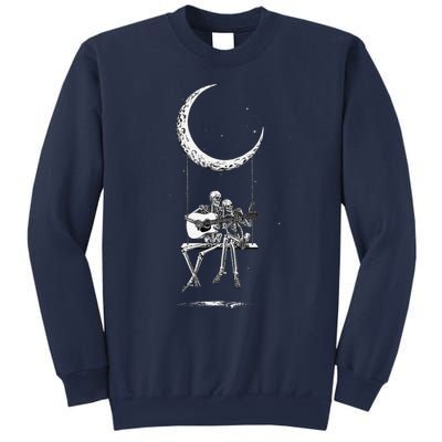 Skeleton Playing Guitar Graphic Band Tees Rock And Roll Moon Sweatshirt